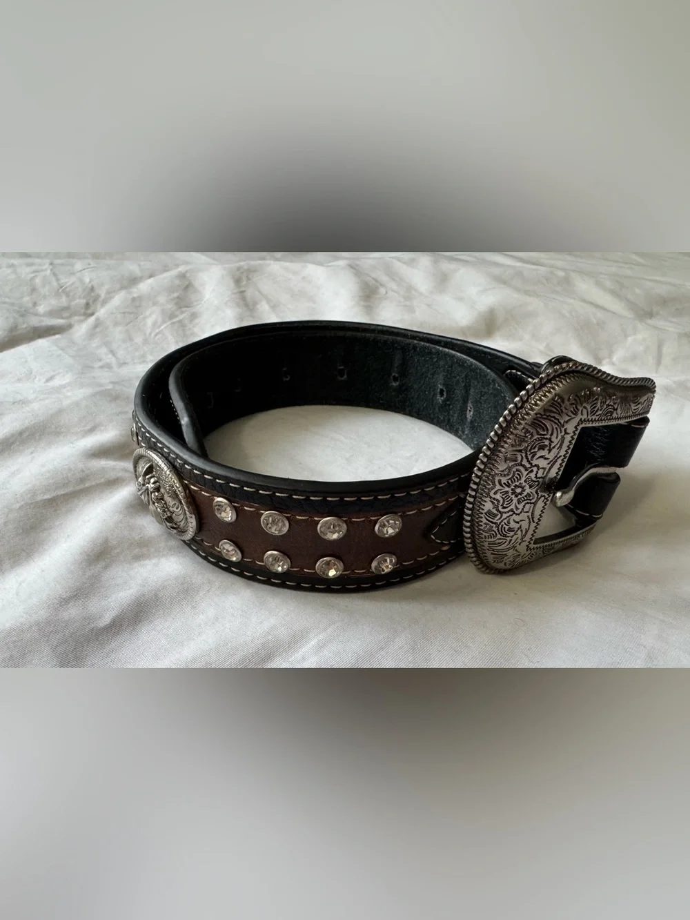 West Star Texas Kids GENUINE LEATHER BELT Brown & Black Western Round conches26”
